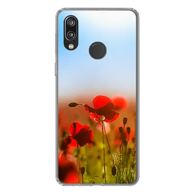 Produktbild von MuchoWow® Handyhülle Schutzhülle Hülle für Huawei P20 Lite (2020) Mohnblumen unter einem klaren blauen Himmel. Silikon Softcase Handy Hülle - Kartenhalter
