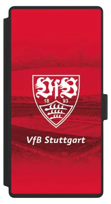 Produktbild von NIVOCASE Klapphülle für Samsung Galaxy S23 Ultra Handyhülle aus Kunst Leder NIVOflip schwarz Offizielles Lizenzprodukt Stadion VfB Stuttgart