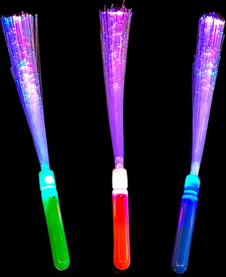 Produktbild von 3 Stück LED Leuchtstab Glasfaser Blinkstab Partystab Leuchtwedel 36cm / in 3 Farben / Hochzeit / Konzert / Party / Geburtstag / Firmenfeier