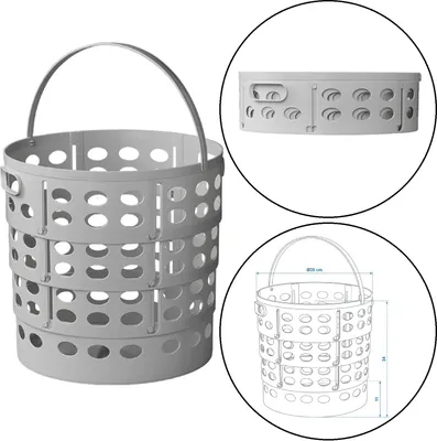Produktbild von Faltbarer Wäschekorb Ø 35 cm Faltwäschekorb Höhe 11-34cm