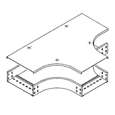 Produktbild von Niedax Deckel für Kabelrinnen T-Stück RTSDV 200, 204 mm, Drehriegel, bandverzinkt