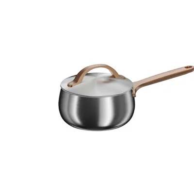 Produktbild von BergHOFF Home Stieltopf 16 cm aus Edelstahl mit Deckel, 1,9 l, für Induktion und alle Herdarten, backofenfest, spülmaschinengeeignet, Warm Blush
