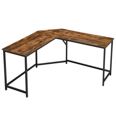 Obrázek produktu pro BEGRYF Rohový stůl ve tvaru L – počítačový stůl 149 x 149 cm, industriální styl, kovová konstrukce a dřevěný Imitace, pracovní stůl do domácí kanceláře, hnědo-černý