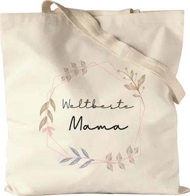 Produktbild von Weltbeste Mama Jutebeutel Stoffbeutel Canvas Liebe Blumenmotiv Geschenkidee Muttertag Geburtstag