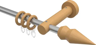 Produktbild von Interdeco Gardinenstange / Vorhangstange Silbergrau / Buche lackiert, Typ Adrian Doman (Doppelkegel), 16 mm Ø 1-läufig, 360 cm