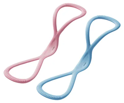 Produktbild von 1/2 Stück Fitness-Widerstandsband in Achterform, rutschfest, aus Silikon, 15/25 lbs (ca. 7/11 kg), für Arm- und Schulterdehnung, Krafttraining, elastisches Zugband für Männer und Frauen