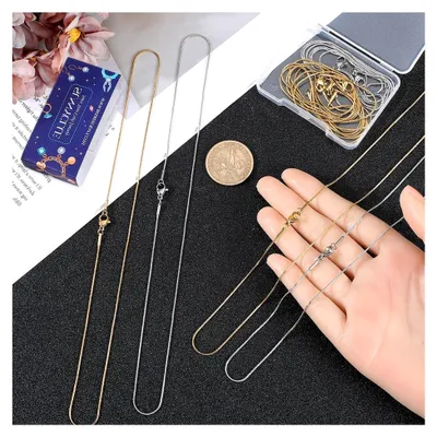 Produktbild von 12er Pack 18 Zoll/0,45 m 1 mm Edelstahl Schlangenkette in Silber und Gold für Schmuckherstellung