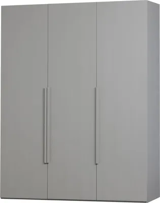 A three-door wardrobe with minimalist handles.