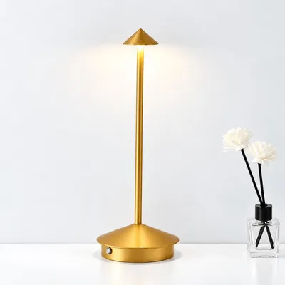 Produktbild von Kabellose Dimmbare LED Tischleuchte, Wiederaufladbar 2000 mAh Schreibtischlampe für Restaurants Bars Schlafzimmer Gold
