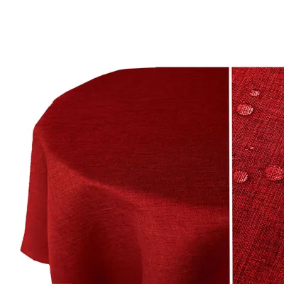 Produktbild von LEINEN Optik Oval 135x180 ROT Tischdecke bügelfrei pflegeleicht Fleckschutz Leinenoptik Lotuseffekt
