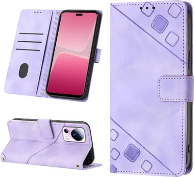 Produktbild von Hülle für Xiaomi 13 Lite Prägung Flip Leder Brieftasche Schutzhülle mit Ständer Lila