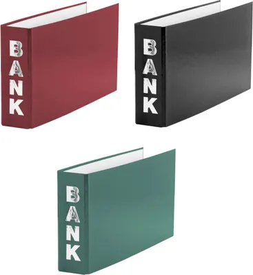Produktbild von 3 Bankordner / 140x250mm / für Kontoauszüge / Farbe: je 1x grün, rot, schwarz