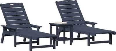 Produktbild von vidaXL Sonnenliege 3 pcs Marineblau Polyethylen
