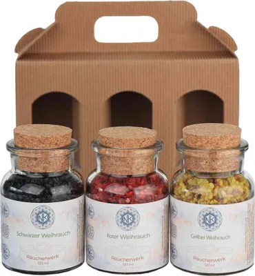 Produktbild von Räucherwerk Geschenkset Schwarzer Roter Gelber Weihrauch – Harzmischungen