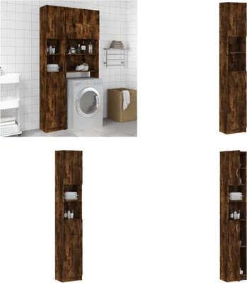 Produktbild von vidaXL Badezimmerschrank Räuchereiche 32x25,5x190 cm Holzwerkstoff - Badezimmerschrank - Badezimmerschränke - Hochschrank - Hochschränke