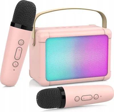 Image de Kit Karaoké Portable Haut-Parleurs Microphones Différentes Voix Pour Enfants Led