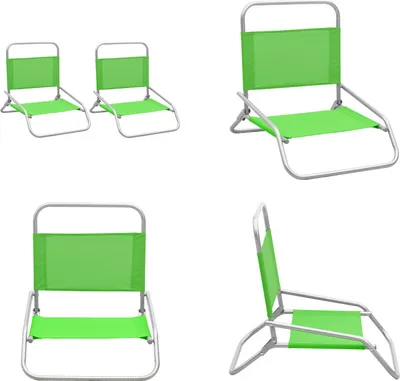 Produktbild von vidaXL Klappbare Strandstühle 2 Stk. Grün Stoff - Strandstuhl - Strandstühle - Campingstuhl - Campingstühle