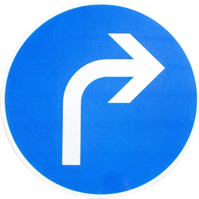 Produktbild von ORIGINAL RA2 Verkehrszeichen 209 Vorgeschriebene Fahrtrichtung rechts 600 mm StVO RAL RSA-21 Strassenschild Baustellenschild Gebotsschild Verkehrsschild
