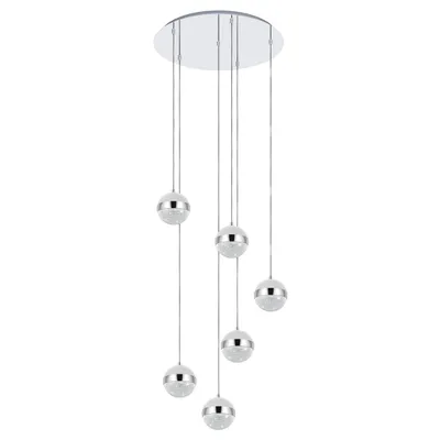 Image de Suspension LED LICOROTO chrome blanc, transparent Ø50cm H:150cm