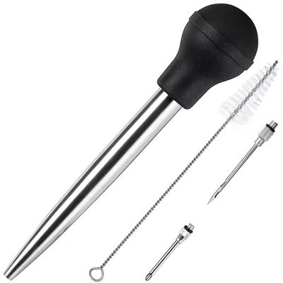Bratenspritzenset aus Edelstahl, 42,5 g, 26,7 cm, schwarz