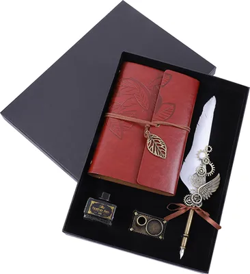 Obrázok produktu pre Federstift und Tinte Set Retro Vintage Federkiel Kalligraphie Schreiben Unterschrift Dip Pen Fuellfederhalter mit Notebook Stifthalter Geburtstagsgeschenk fuer Studentenfreunde