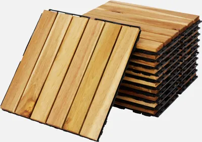 Produktbild von sweeek - Terrassenfliesen aus Akazienholz, Längsmuster, steckbar
