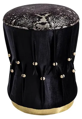 Image de Tabouret Puff Tabouret de pied Tabouret d'assise Ottoman Tissu Noir