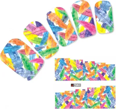 Produktbild von Tattoo Nail Art Federn Bunt Aufkleber Nagel Sticker