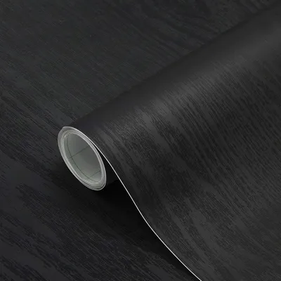 Produktbild von Klebefolie, Selbstklebende Tapete, Holzmaserung, Wasserdicht, 3D PVC Verdickte Wandaufkleber, Schwarz