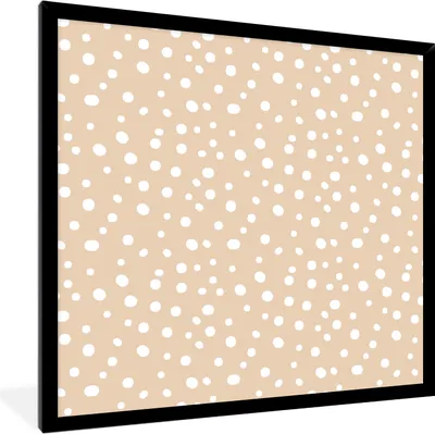 Produktbild von MuchoWow® Gerahmtes Poster Design - Punkte - Beige 40x40 cm - Poster mit Schwarzem Bilderrahmen Wandposter Rahmen Foto Bilder - Mit Rahmen - Wanddekoration Schlafzimmer
