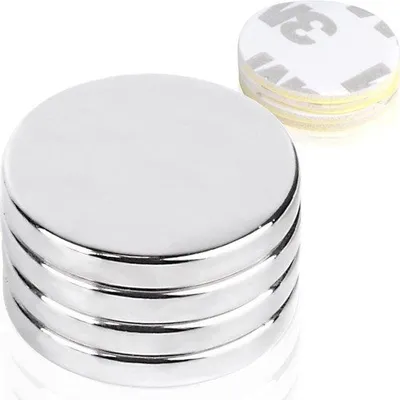 Zdjęcie produktu dla Silne magnesy neodymowe 20 x 3 mm – wyjątkowo silne, okrągłe magnesy samoprzylepne do lodówki i tablicy suchościeralnej – 4 sztuki