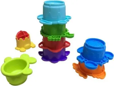 Produktbild von Infantino Wasserspielzeug Wassermühle, 8-teiliges Wasserspielzeug, Stapelbecher, Badespaß, mehrfarbig, 930-205039-00