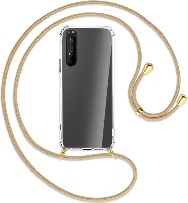 Produktbild von Handykette Backcover-Schutzhülle mit Band (Metall goldfarben) für Sony Xperia 1 II - caramel