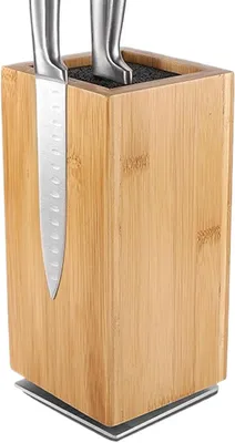 Imagen del producto de Bloque magnético para cuchillos, de madera, vertical y giratorio