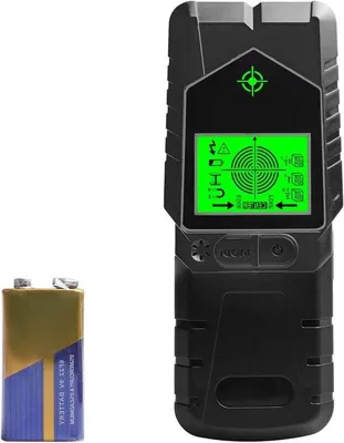 Zdjęcie produktu dla Wielofunkcyjne narzędzie 6 w 1 z wyświetlaczem LCD i alarmem – wykrywacz metalu i drewna do wykrywania przewodów elektrycznych i belek – kolor czarny