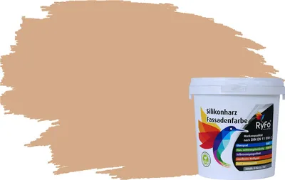 Produktbild von RyFo Colors Silikonharz Fassadenfarbe Lotuseffekt Trend Nudebraun 1l - bunte Fassadenfarbe, weitere Braun Farbtöne und Größen erhältlich, Deckkraft Klasse 1