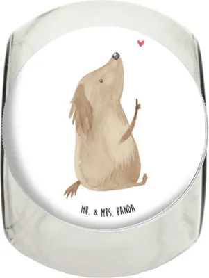 Produktbild von Mr. & Mrs. Panda gewürzglas Hund Liebe XL 2000ml - Weiß - Geschenk, Hundemotiv, glasbehälter, Hunde, Frischhaltedose, Bonboniere, Herz, Kaffeedose, Teedose