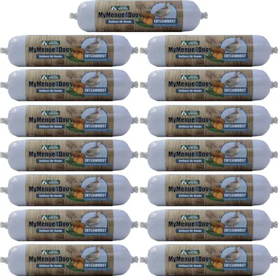 Produktbild von MyMenue4Dogs Hundefutter Entenwurst - 15x 400g