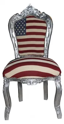 Produktbild von Casa Padrino Barock Esszimmer Stuhl USA Design / Silber