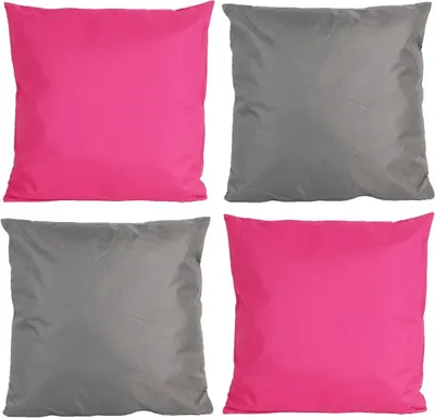 Produktbild von JACK 4x Outdoor Lounge Kissen 45x45cm viele Farben Dekokissen inkl. Füllung Wasserfest Sitzkissen Garten Stuhl, Farbe:2x Anthrazit - 2x Pink