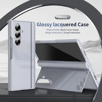 Immagine prodotto di Custodia per Samsung Galaxy Z Fold 7 con supporto magnetico, protezione della cerniera, pellicola per lo schermo e copertura rigida in PC Grigio