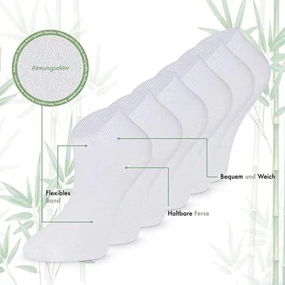 Produktbild von Bambus Sneaker Socken Uni 6 Paar Weiß Größe 39-42