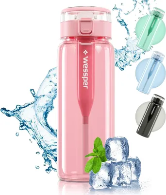 Zdjęcie produktu dla Butelka sportowa Wessper Tritan 680 ml, różowa, z filtrem węglowym