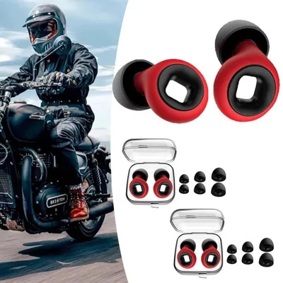 Produktbild von Ohrstöpsel Motorrad Windgeräusche 2 Paar Rot 4 Größen XS-L Silikon wiederverwendbar