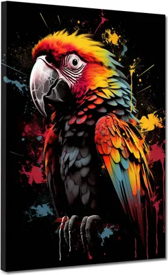 Produktbild von Bunter Papagei Pop Art Leinwandbild Wandbild Kunstdruck XL Wanddeko: 75x100x2cm