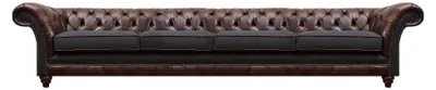 Image de Canapé en cuir Chesterfield marron Designer quatre places salon Canapés nobles