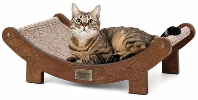 Immagine prodotto di Tiragraffi in sisal per gatti - 60 x 35 cm - Struttura in legno massello - Design 3 in 1 - Letto, amaca e cuccia