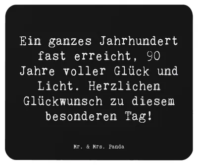 Produktbild von Mr. & Mrs. Panda Mauspad Spruch 90. Geburtstag - Schwarz - Geschenk, laptop, Happy Birthday, pc, Glück, Erfahrungen, Besonderer Anlass, Mouse Pad, wertvolle Momente