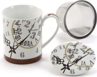 Produktbild von Kräuterteetasse "Ben" Porzellan, 3 teilig mit Edelstahlsieb, 0,25 l