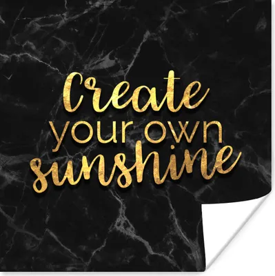 Produktbild von MuchoWow® Poster Zitate - Sonne - Gold - Marmor 50x50 cm - Wohnzimmerdekoration